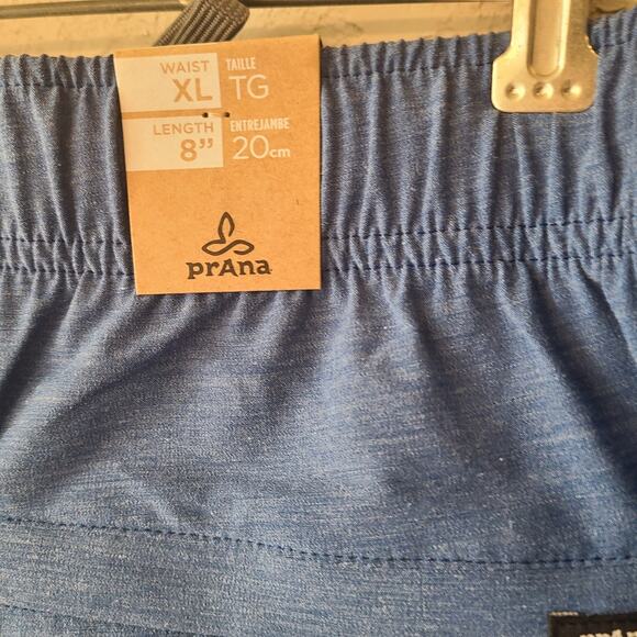 Prana Metric E-Waist‎ Shorts Swim Trunks Mens XL Blue Drawstring Organic SPF 50 - Picture 4 of 5